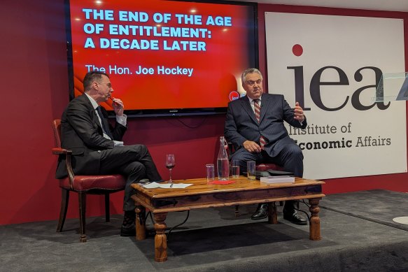 Former Treasurer Joe Hockey speaking at the Institute for Economic Affairs in London on Monday.