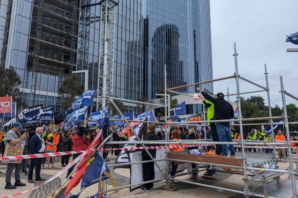 The CFMEU rally in Perth.