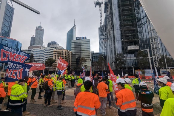 Protesters gather in Perth.