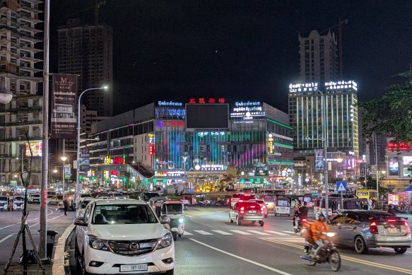 The brightest part of Sihanoukville at night.