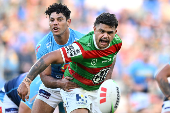 Latrell Mitchell rages during a star turn against the Titans.