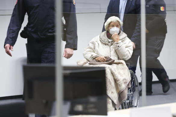 Irmgard Furchner appears in court for the verdict in her trial in Itzehoe.