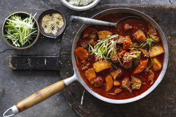 Korean-style pork and potato braise.
