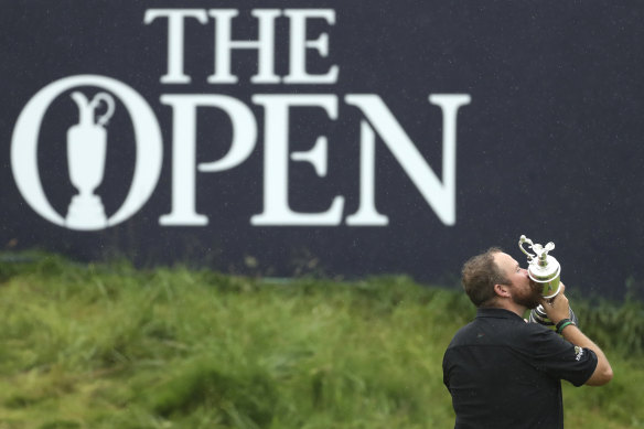 Shane Lowry kisses the Claret Jug after winning the 2019 British Open at Royal Portrush.