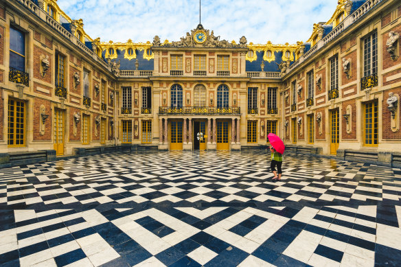 The Marble Courtyard and facades of the first château at the Palace of Versailles. 