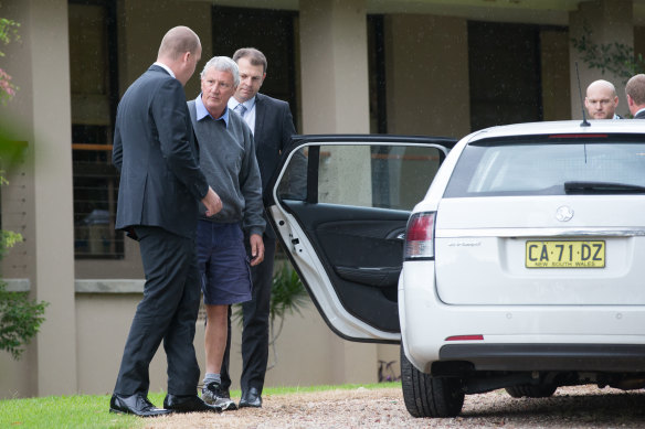 Police speak to Bill Spedding when he was arrested on April 22, 2015.