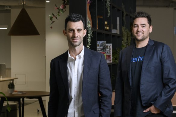 Wayne Baskin (left) and John Winters (right) launched share trading platform Superhero in September last year. 