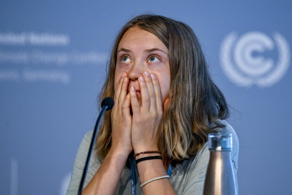 Climate activist Greta Thunberg at a climate change conference in Bonn, Germany last month.