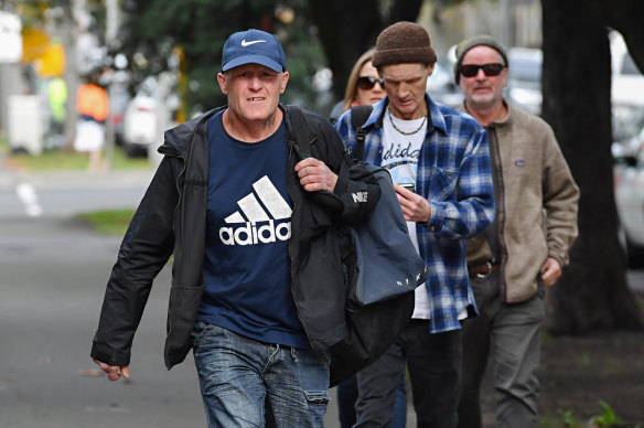 Kevin Knowles (left) was among two men shot dead in Kirkstall on Friday. He is pictured arriving at the Coroners Court in June 2019.