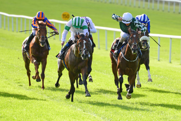 Law of Indices (left) scores at the Curragh last year.