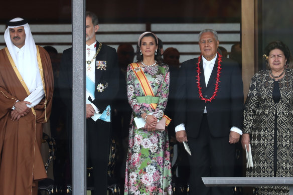 Queen Letizia of Spain (centre) and guests attend the enthronement ceremony of Emperor Naruhito at the Imperial Palace.