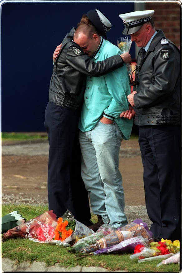 The scene on Cochranes Road, Moorabbin, the day after the murders.