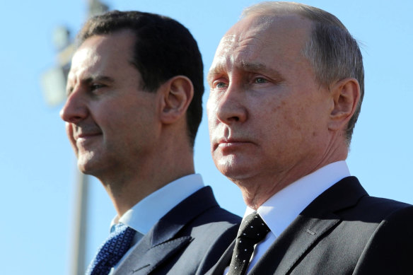 December 2017: Syrian President Bashar al-Assad and his Russian counterpart Vladimir Putin during a visit to the Hmaymim air base in Syria.