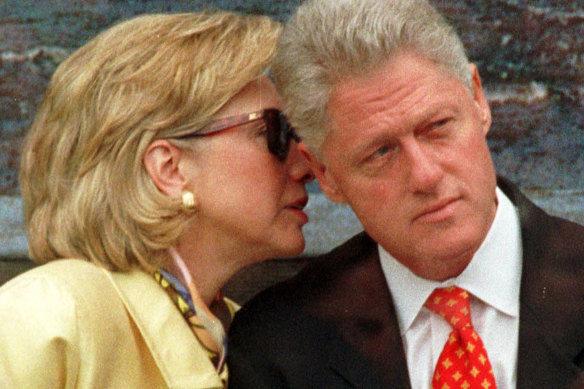 Former US president Bill Clinton, with wife Hillary Rodham Clinton, in 1998.