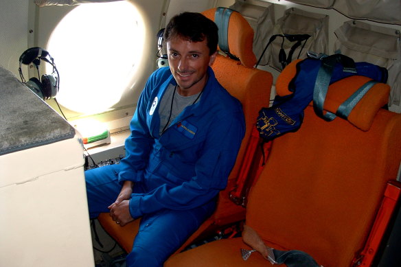 Jason Dunion on board a US hurricane hunter aircraft.  