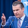 Defence Secretary Pete Hegseth speaks during a news conference at the Pentagon.