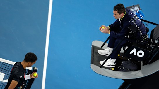 Felix Auger-Aliassime of Canada complained to the chair umpire about the balls at Australian Open.