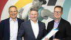 Nine Chief Sales Officer Michael Stephenson (right), CEO Mike Sneesby (centre) and Chief Finance and Strategy Officer Matt Stanton.