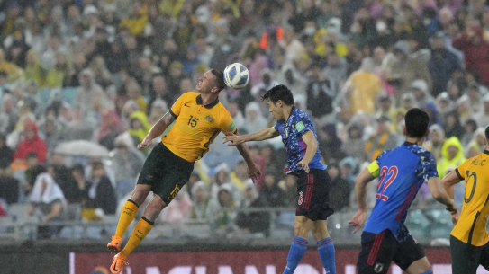What might have been: the Socceroos in action against Japan at Stadium Australia.
