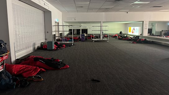 The sleeping bags provided to customers at the Queenstown, New Zealand airport.