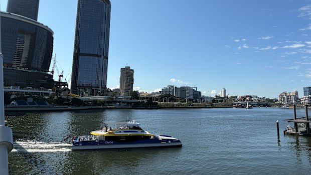 A CityCat on the Brisbane River.