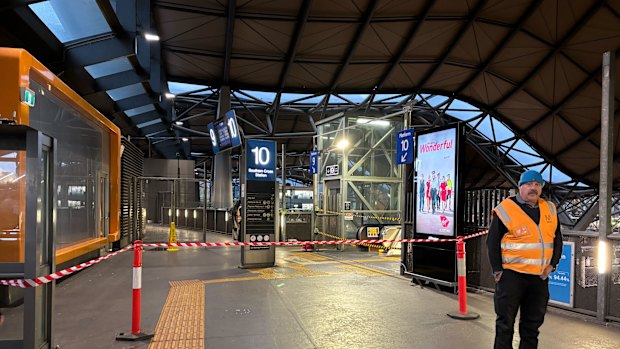Southern Cross station closed off on Tuesday morning.