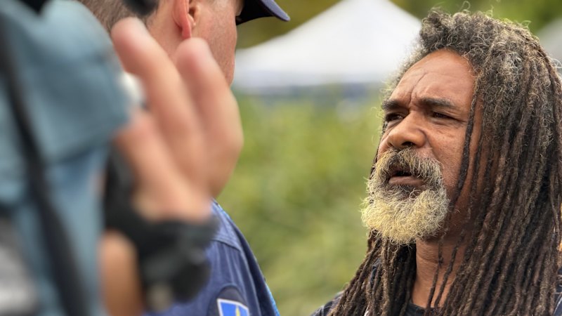 Stand-off between officers and First Nations camp at Victoria Park