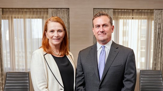 Anne Lloyd (left) has been dumped as the chairwoman of James Hardie, but remains defiant over the Azek buyout and the long-term value creation she says is ahead. Aaron Erter (right) has been CEO since 2022.