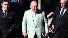Alan Jones arrives at Downing Centre court in Sydney on Friday.