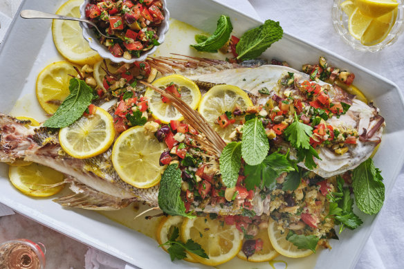 Julia Busuttil Nishimura’s Maltese-style stuffed snapper.