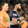Payne Haas comes from the field against the Wests Tigers.
