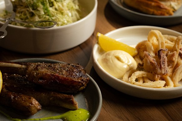 Dishes at Muses include lightly fried calamari with lemon-thyme aioli, and slow-cooked lamb.