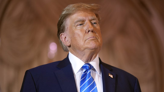 Republican presidential candidate and former president Donald Trump speaks at an election event this week.