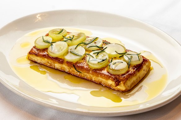 House-made halloumi topped with fresh grapes and verjuice.