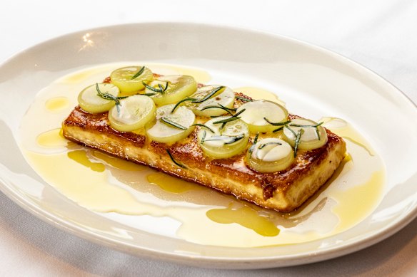 House-made halloumi topped with fresh grapes and verjuice.