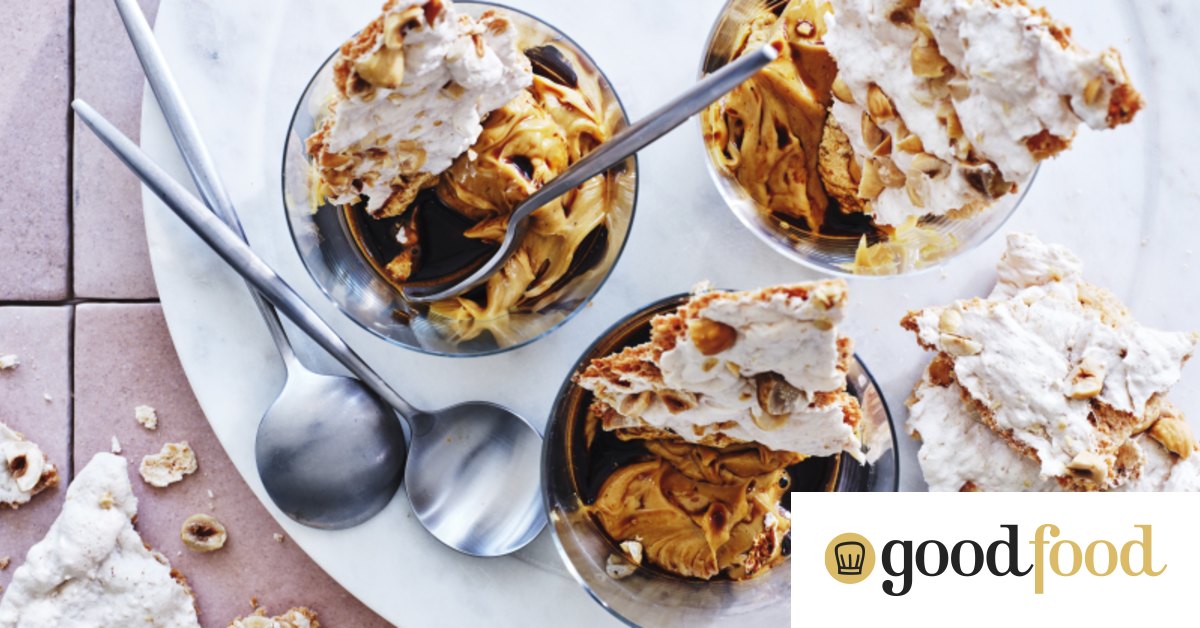 Baked custard affogato recipe with meringue brittle from Ottolenghi cookbook Comfort