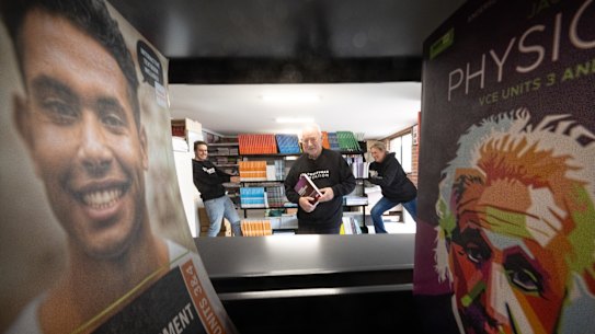 Renae Liddel (back right), team leader of the schools program, Les Twentyman (centre) and Ryan Botton (back left), support worker at the foundation’s Back to School Program.