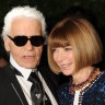 Karl Lagerfeld (L) and Anna Wintour attend the Museum of Modern Art’s fourth annual Film Benefit. in 2011.