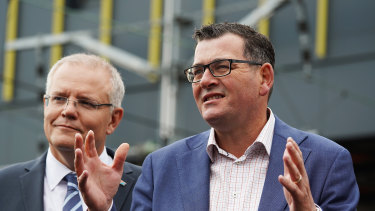 Prime Minister Scott Morrison and Premier Daniel Andrews outline options for an airport rail link earlier this year.