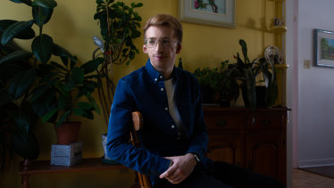 Jeremy Gabriel, a singer with Treacher Collins syndrome, at his home in Quebec on February 18 this year.