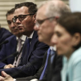 Daniel Andrews at a COAG meeting in Sydney with Prime Minister Scott Morrison and NSW Premier Glady Berejiklian in March.