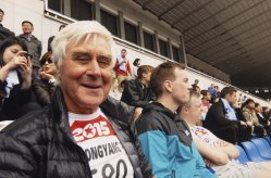 Henric Nicholas after the Pyongyang marathon in North Korea in April 2015.