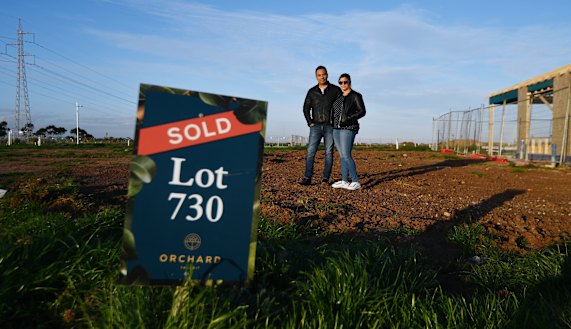 Rajesh and Anj Panday on their block of land in Tarneit.