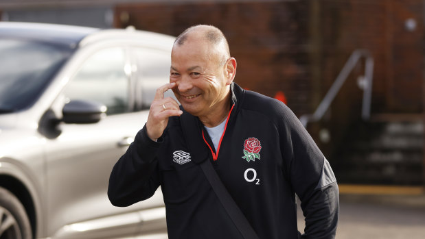 Eddie Jones arrives for England training at Coogee Oval ahead of the third Test. 