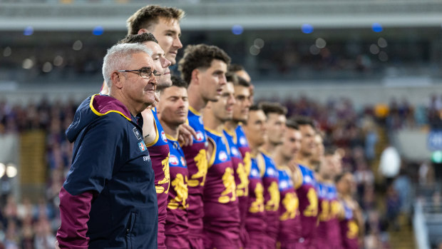 Brisbane Lions coach Chris Fagan and his players.