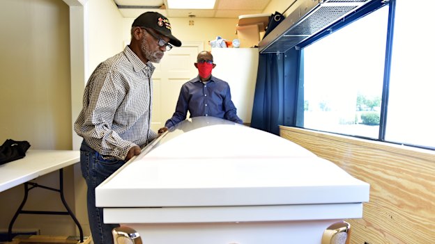 Howard Fields at his drive-through funeral home in Albany.