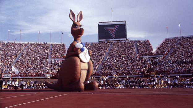 A winking Matilda at the opening ceremony of the 1982 Brisbane Commonwealth Games. 