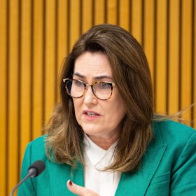 Senator Deborah O’Neill during a Senate estimates hearing at Parliament House in Canberra. 