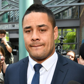 Hayne leaving Burwood Local Court last year.