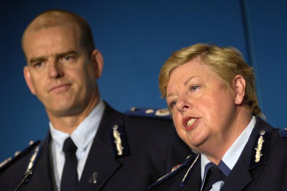 Deputy commissioner Simon Overland (left) and chief commissioner Christine Nixon in 2017.